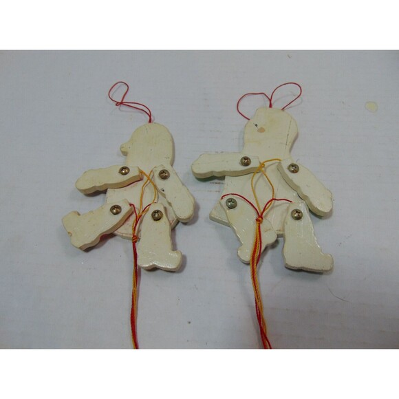 Santa and Snowman Jumping Jack Thick Wooden Pull Christmas Ornaments Vintage 80s - Picture 6 of 6